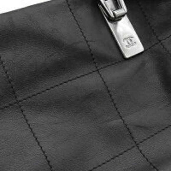 Chanel Chocobar Leather Handbag Black Boston Bag - Picture 7 of 13